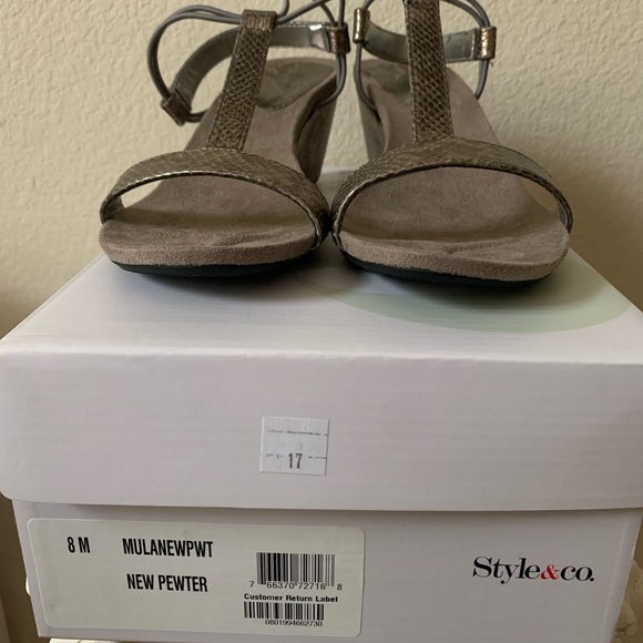 Grey Metallic Style & Co. Wedges - Picture 2 of 8